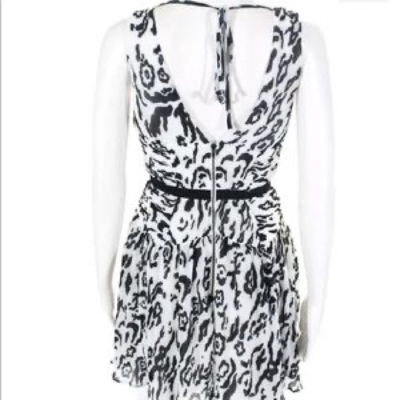 SELF PORTRAIT Leopard-print Plissé-chiffon Mini Dress In White | Black Sz 2 - Picture 9 of 10